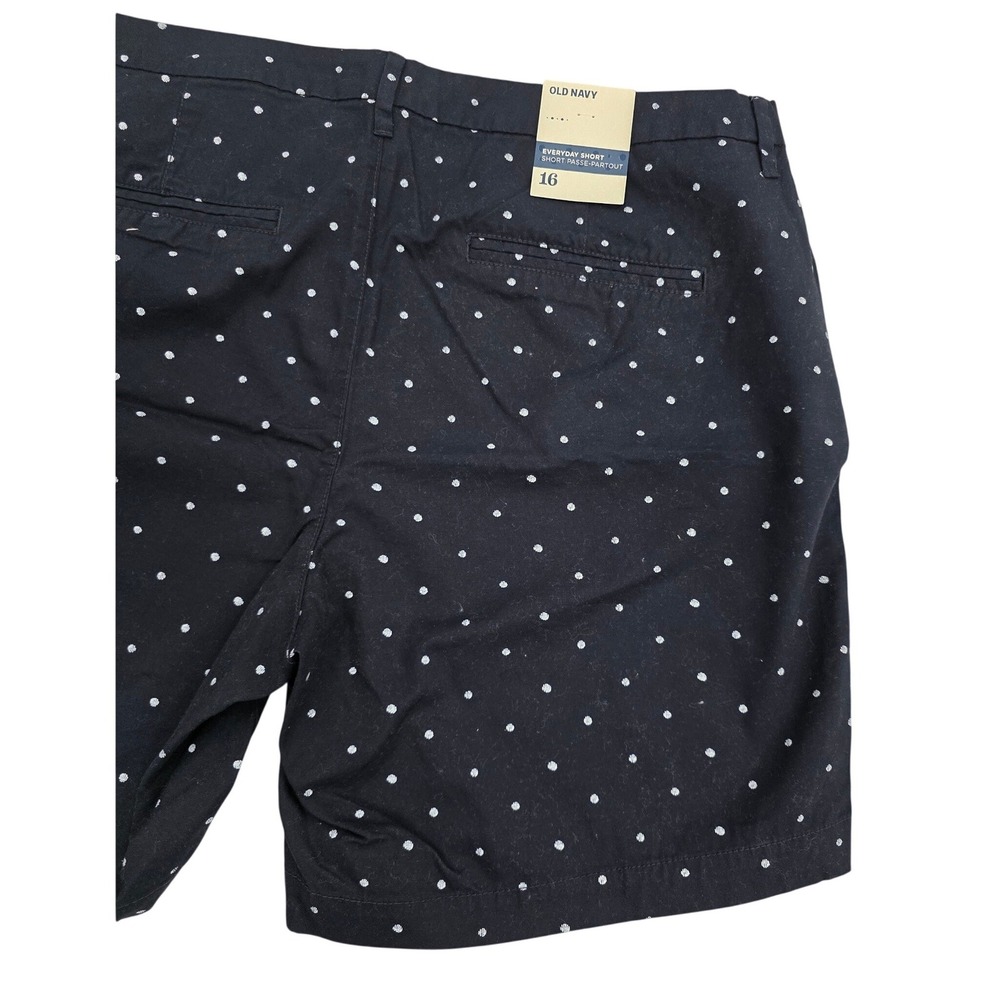 Old Navy Everyday Short Navy Blue Blue Polka Dot Chino Shorts Sze 16 7in Inseam - Picture 9 of 9